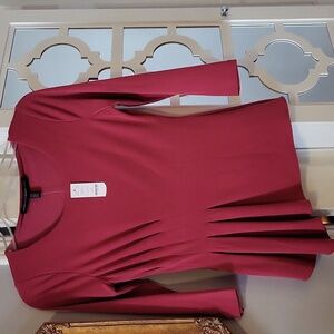 White House Black Market XXS Asymmetrical, long sleeve, rose color top, NWT